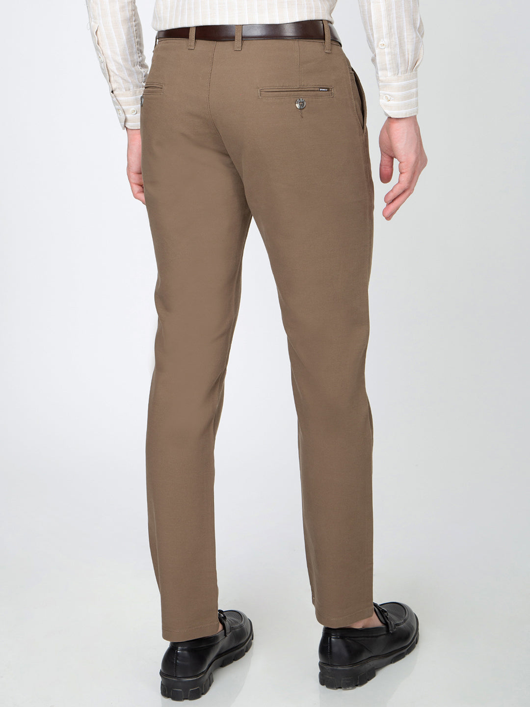 Men Slim Fit Brown Trouser Pant
