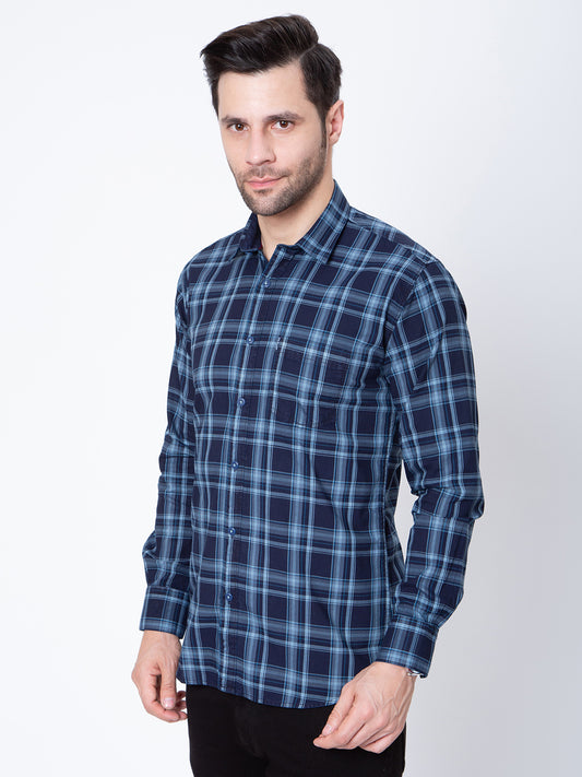 Mens Indigo Check  Shirt