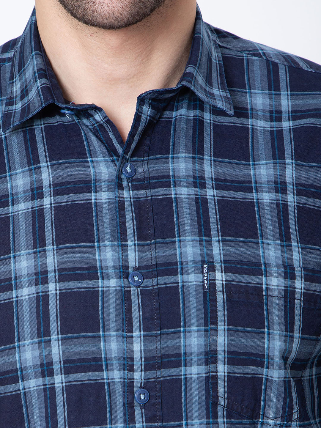 Mens Indigo Check  Shirt