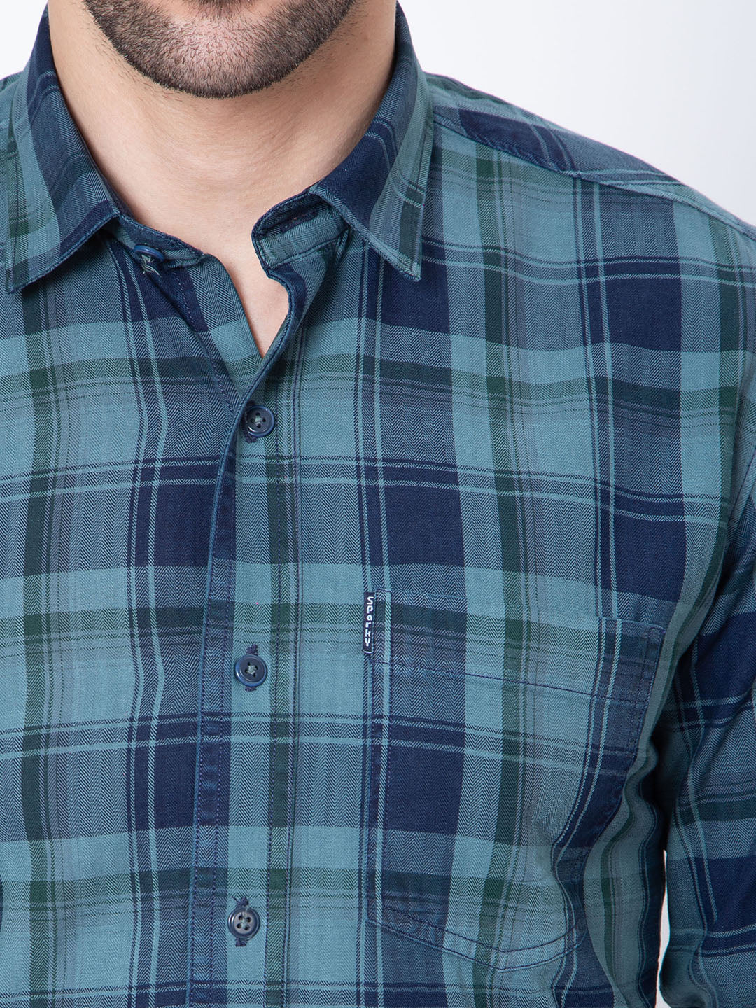 Men Regular Fit Cotton Check Shirt