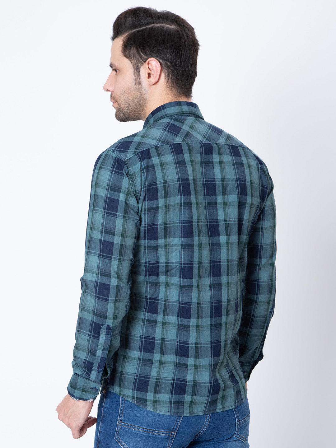 Men Regular Fit Cotton Check Shirt