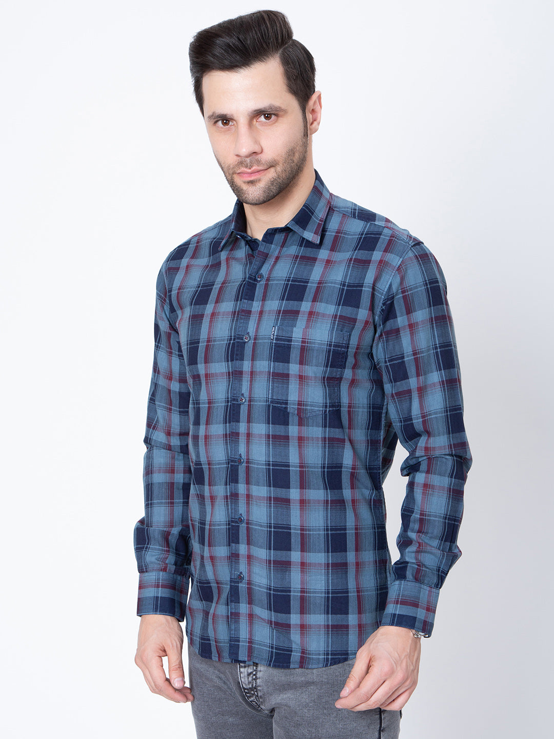 Mens Indigo Check Shirt