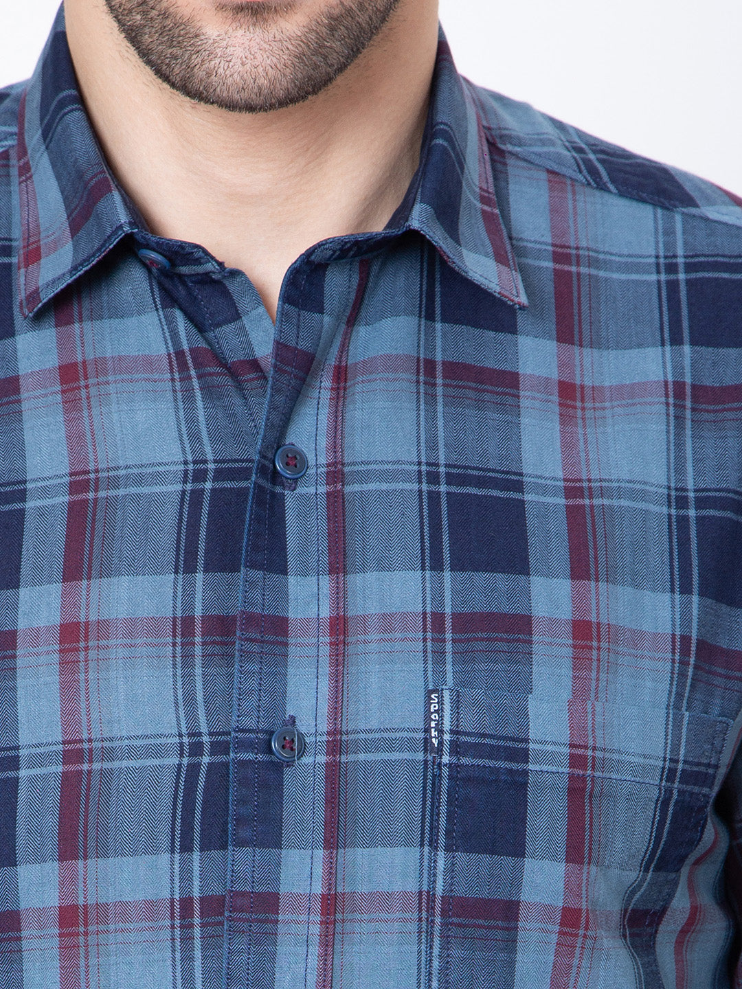 Mens Indigo Check Shirt