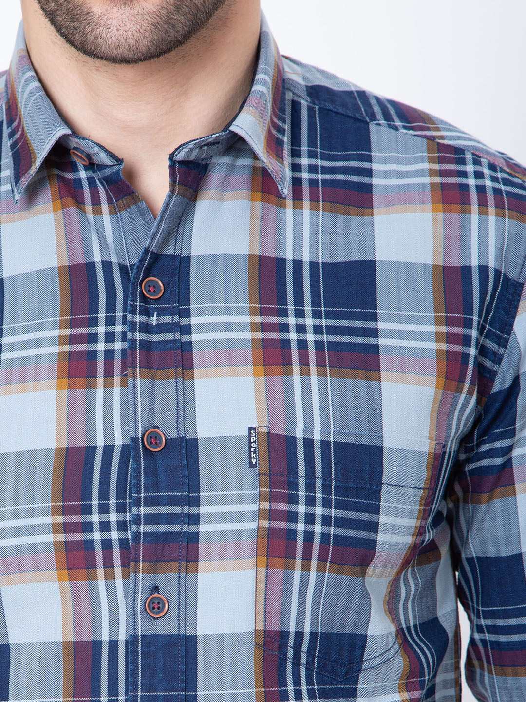 Mens Indigo Check Shirt