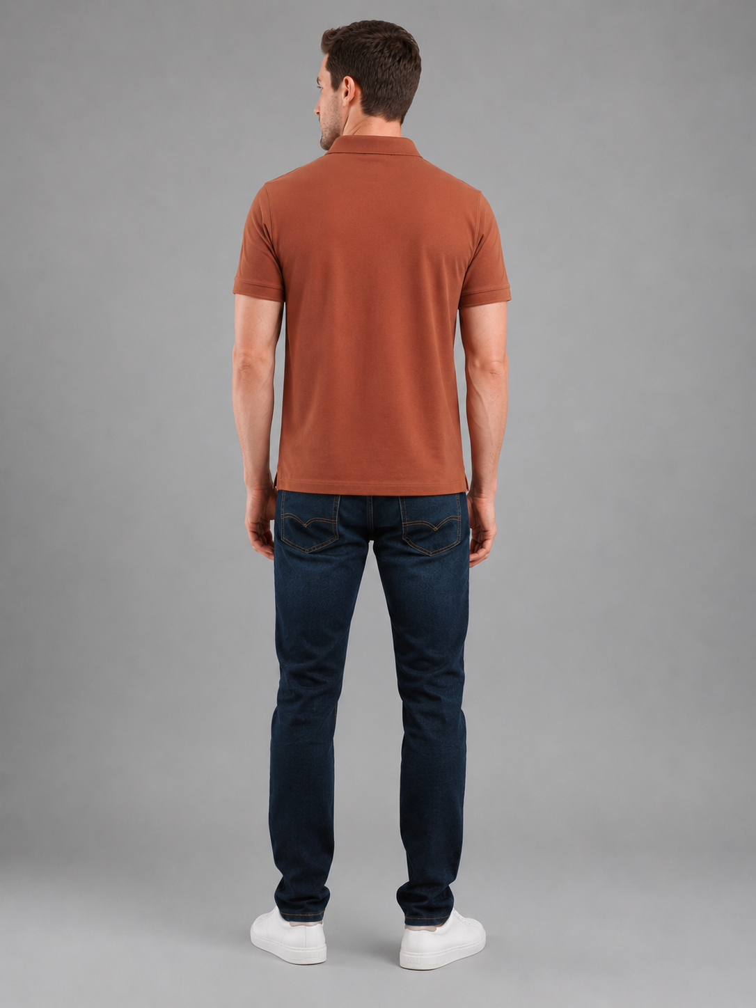 Men Rust Color Solid Polo T-Shirt