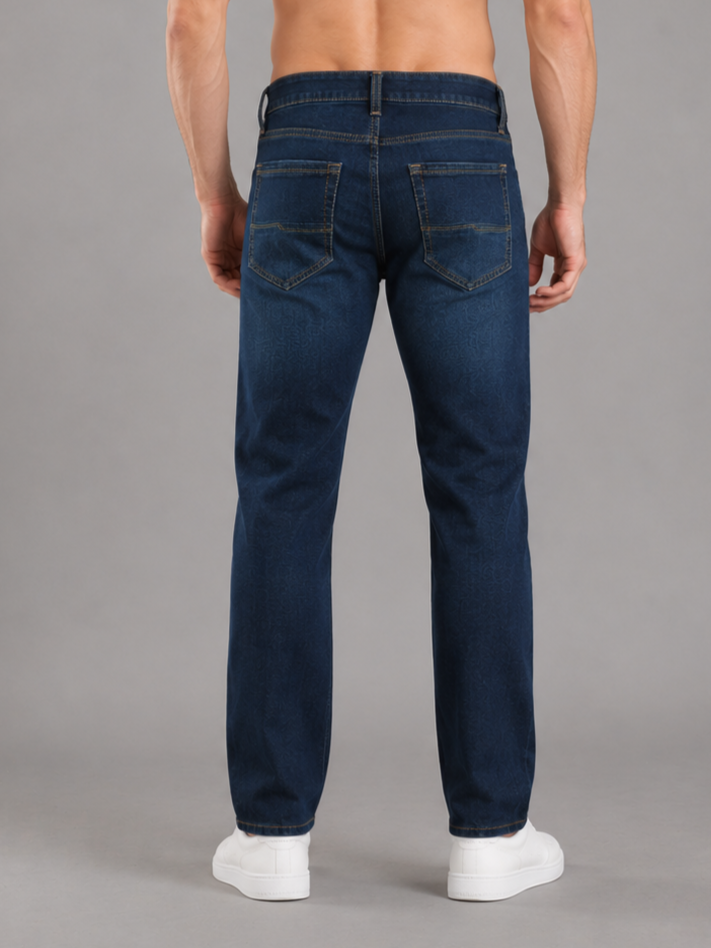 Men Narrow Fit Dark Blue Jeans