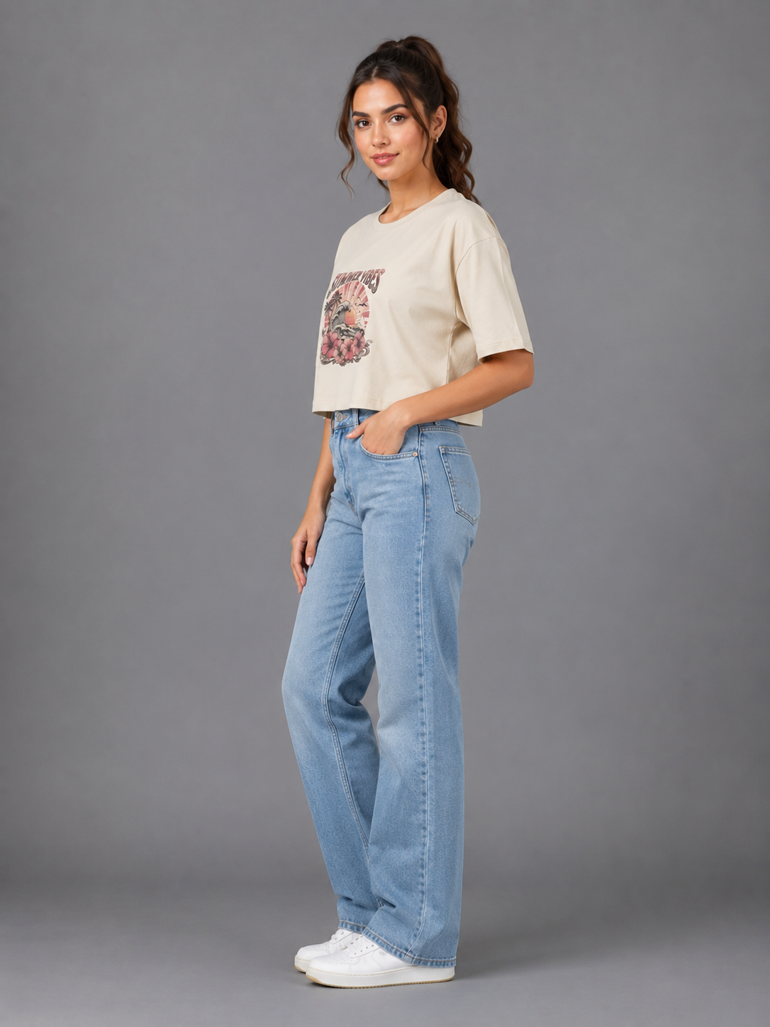 Women's Crop Top Soft Cotton Blend Casual & Trendy