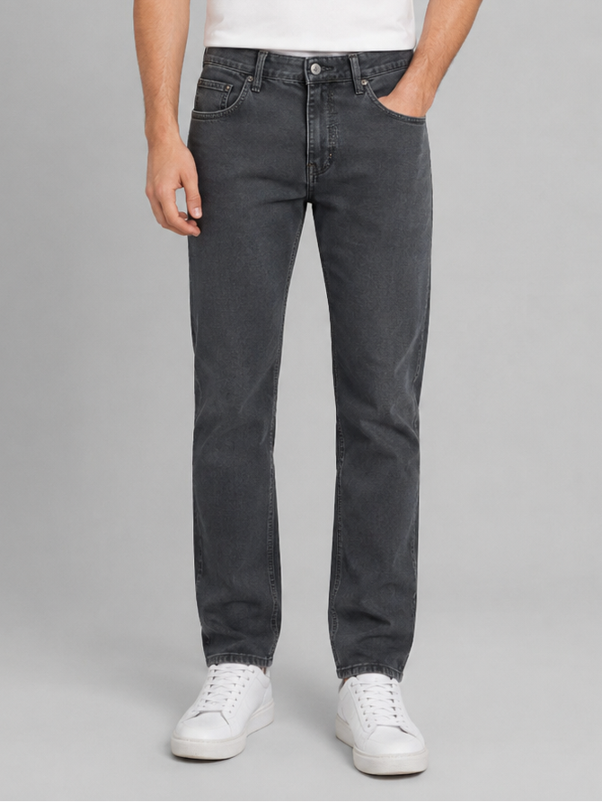 Men Dark Grey Color Solid Primium jeans