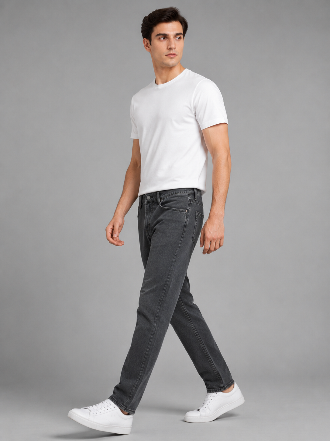 Men Dark Grey Color Solid Primium jeans
