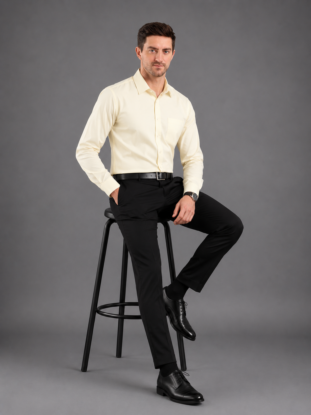 Men Full Sleeve's | Formal Cotton Shirt | Regular Fit | Yellow Color