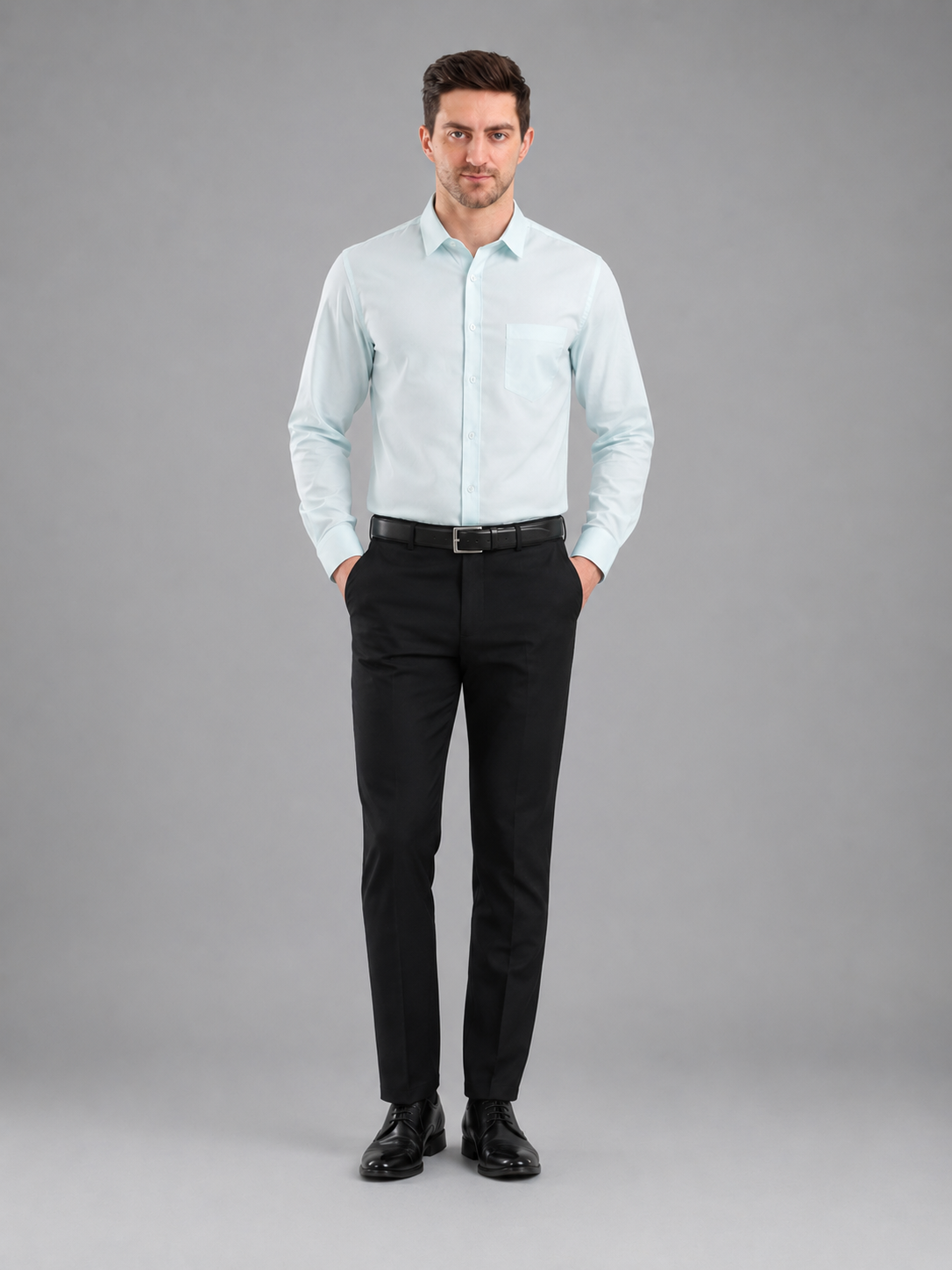 Men Full Sleeve's | Formal Cotton Shirt | Regular Fit | Sky Color