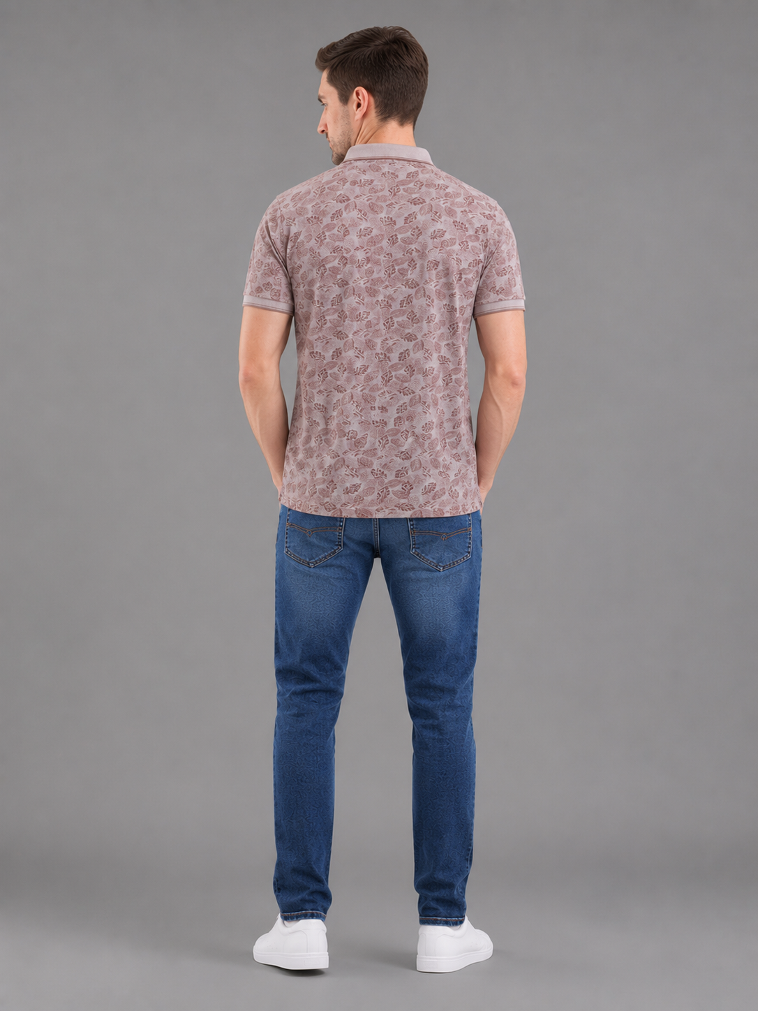 Men Pink Color Solid Printed Polo T-Shirt
