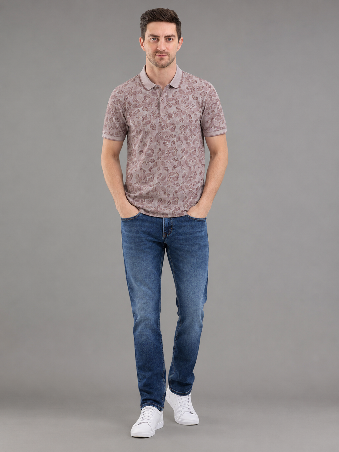 Men Pink Color Solid Printed Polo T-Shirt