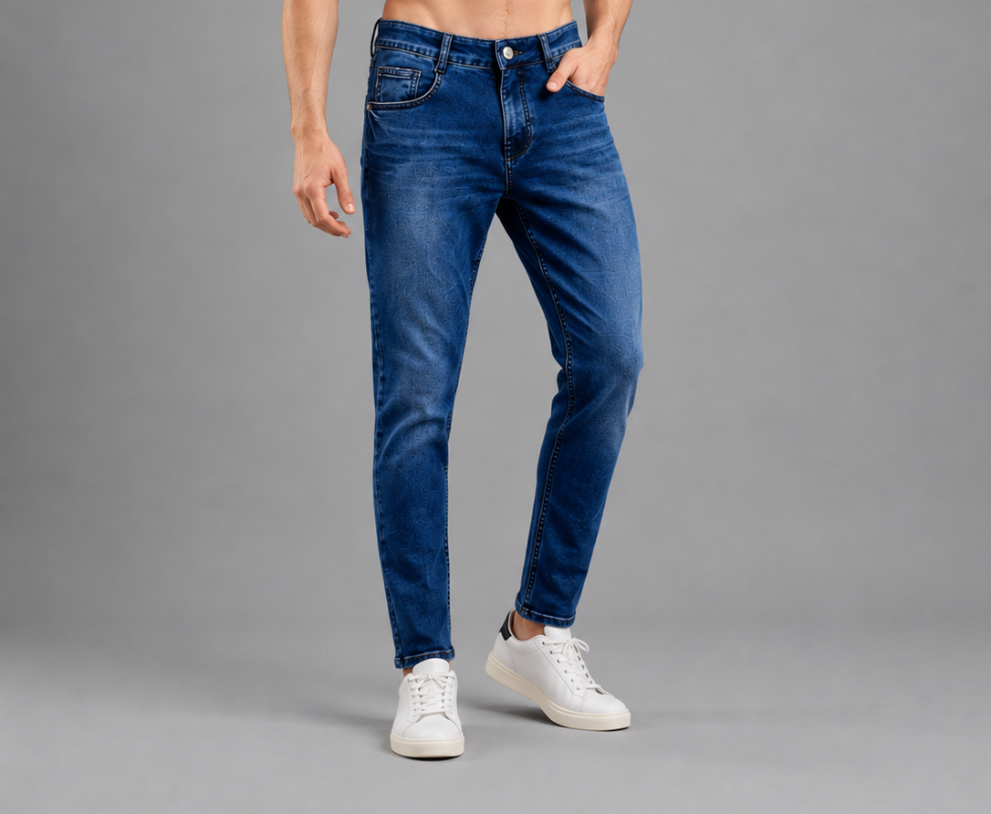 SPARKY Men | Stretch Narrow Fit | Mid Blue Jeans | Premium Casual Denim