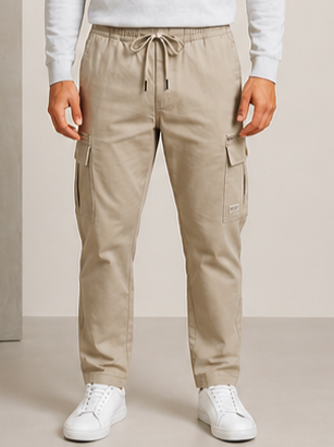 SPARKY Men Fawn Slim Fit Cargo Trousers | Stylish Casual Jogger Pants