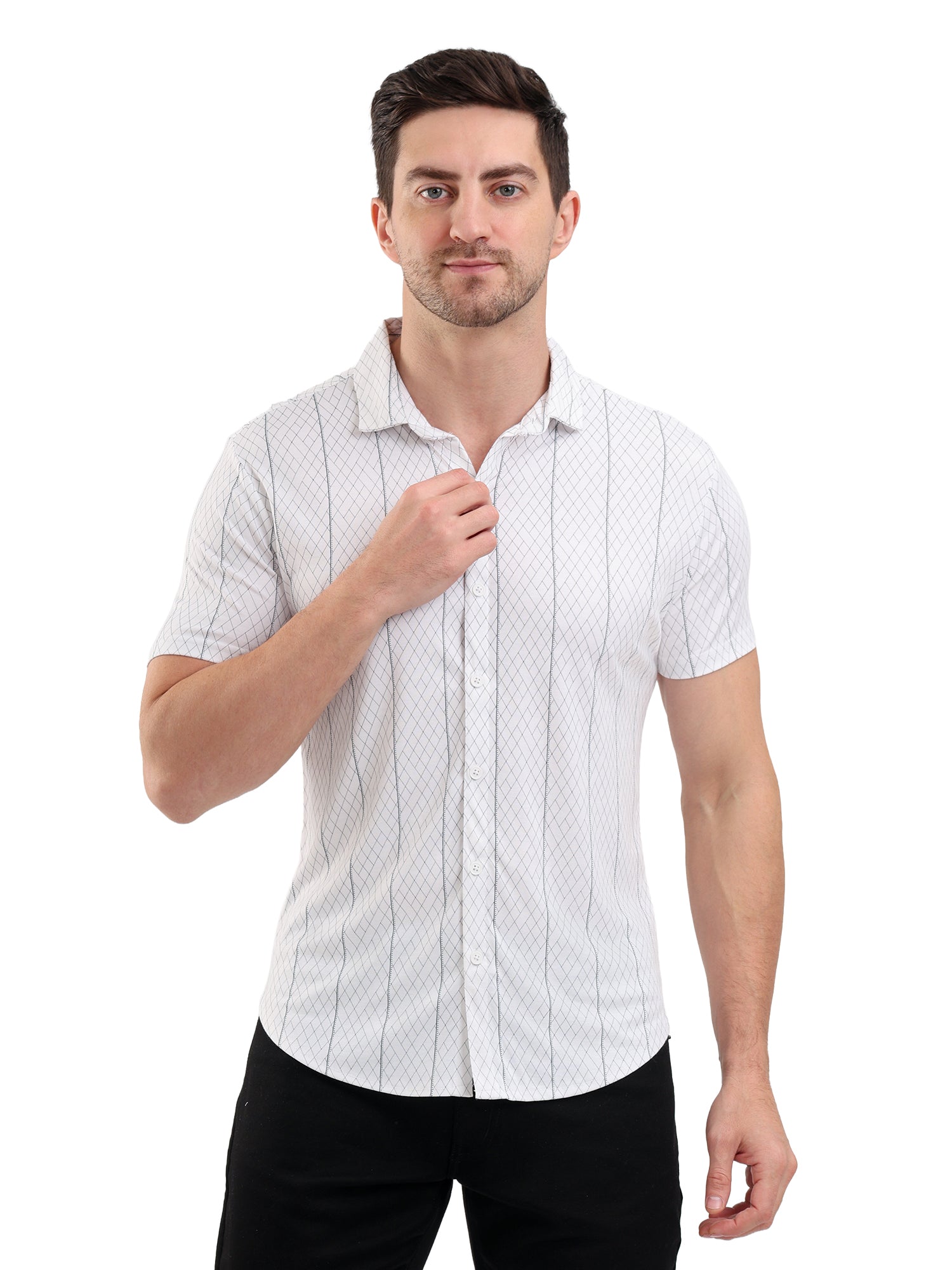Sparky Solid Slim Fit Cotton Casual Shirt Half Sleeve | Summer Plus Size White Color