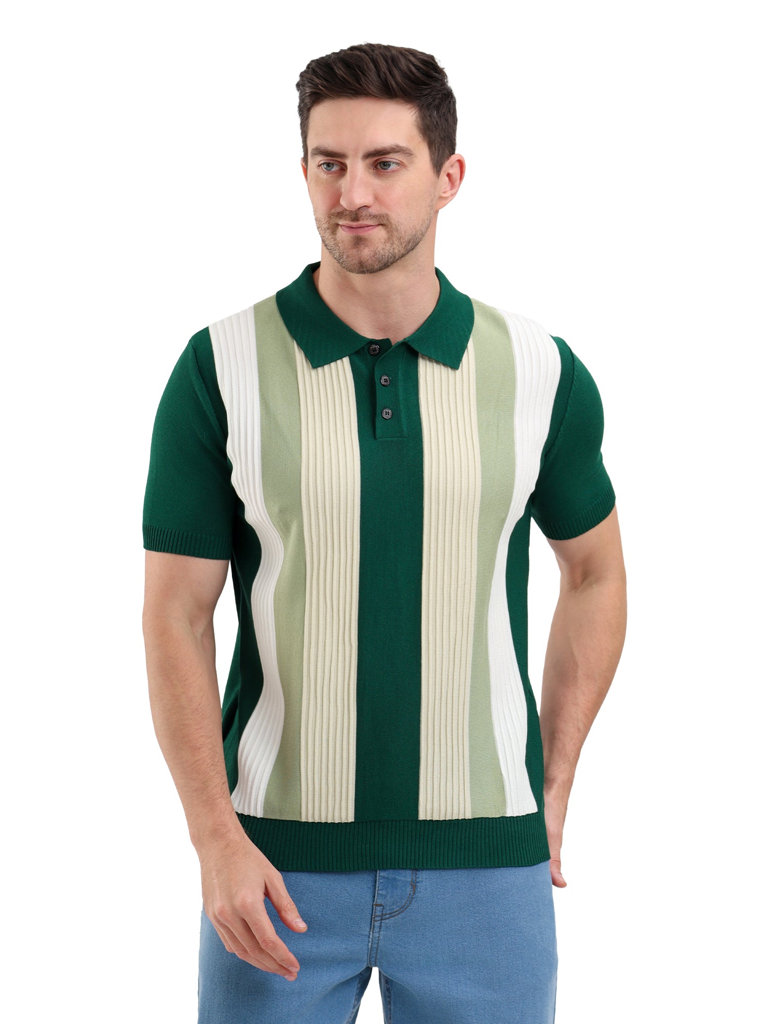 Sparky Solid Slim Fit Cotton Formal Polo Tshirt Half Sleeve | Summer Plus Size Green Color