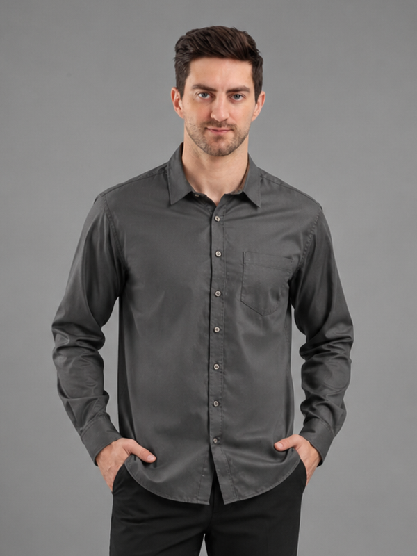 Men Full Sleeve's | Formal Cotton Shirt | Regular Fit | Black Color
