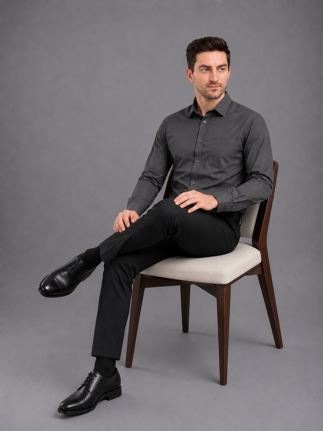 Men Full Sleeve's | Formal Cotton Shirt | Regular Fit | Black Color
