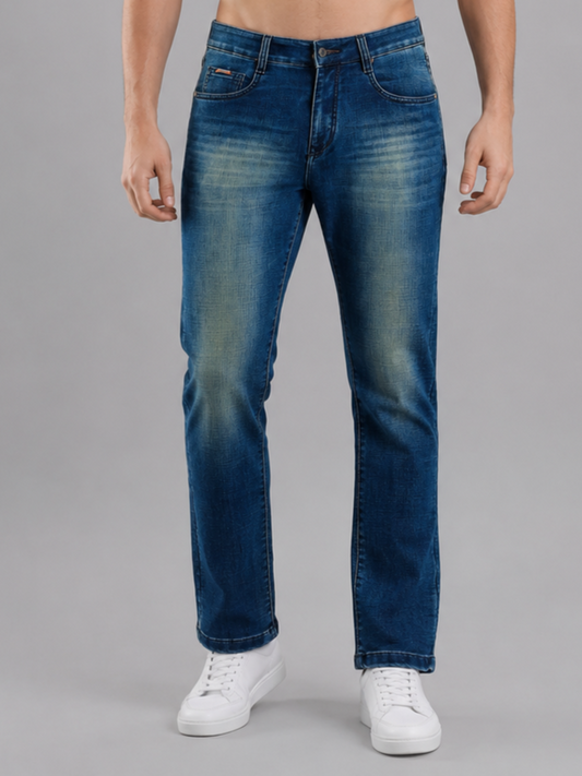 Men Stretch Narrow Fit | Dark Blue Jeans | Premium Casual Denim