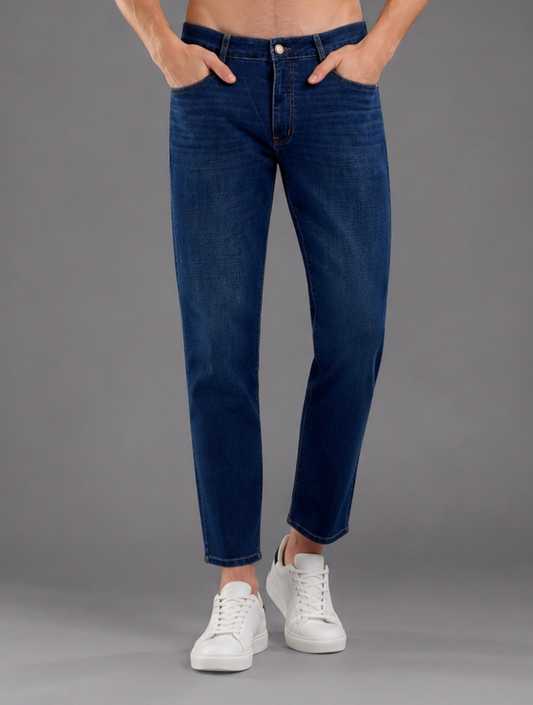 Men Stretch Comfort Fit | Mid Blue Jeans | Premium Casual Denim