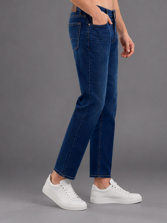 Men Stretch Comfort Fit | Mid Blue Jeans | Premium Casual Denim
