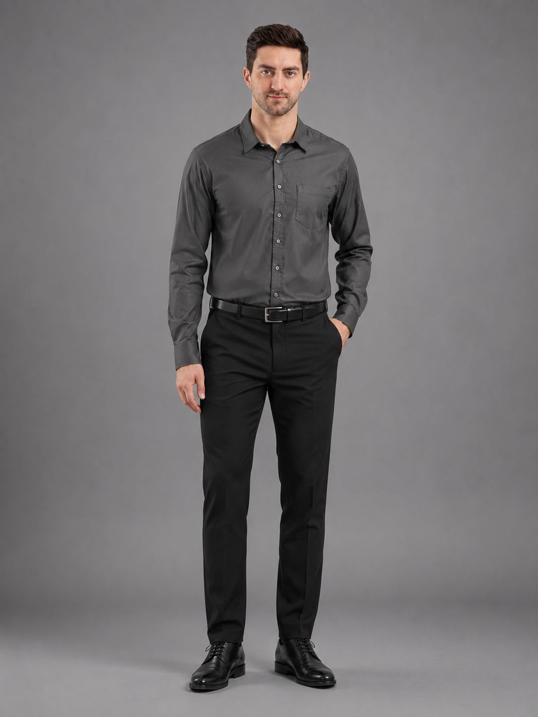 Men Full Sleeve's | Formal Cotton Shirt | Regular Fit | Black Color