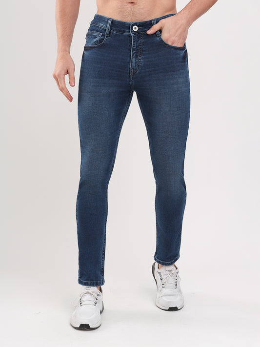 Men Mid Blue Narrow Fit Denim