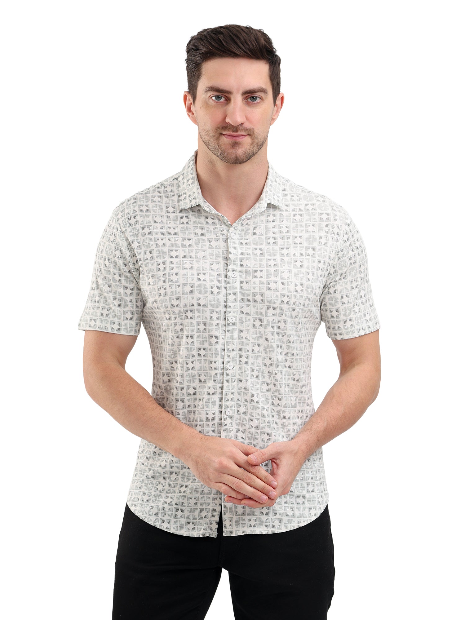 Sparky Solid Slim Fit Cotton Casual Shirt Half Sleeve | Summer Plus Size White Color