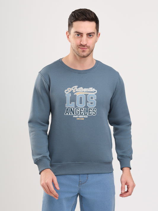 Men's Royal blue Solid Full Sleeves Sweatshirt