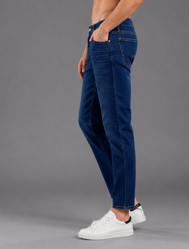 Men Stretch Comfort Fit | Mid Blue Jeans | Premium Casual Denim