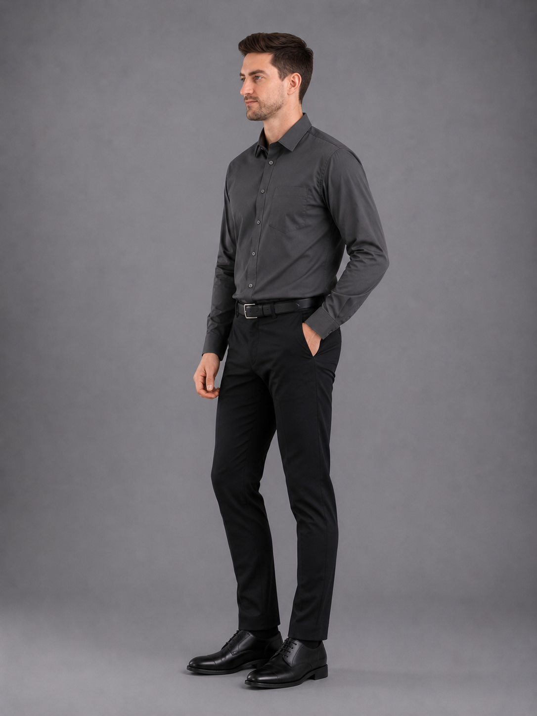 Men Full Sleeve's | Formal Cotton Shirt | Regular Fit | Black Color