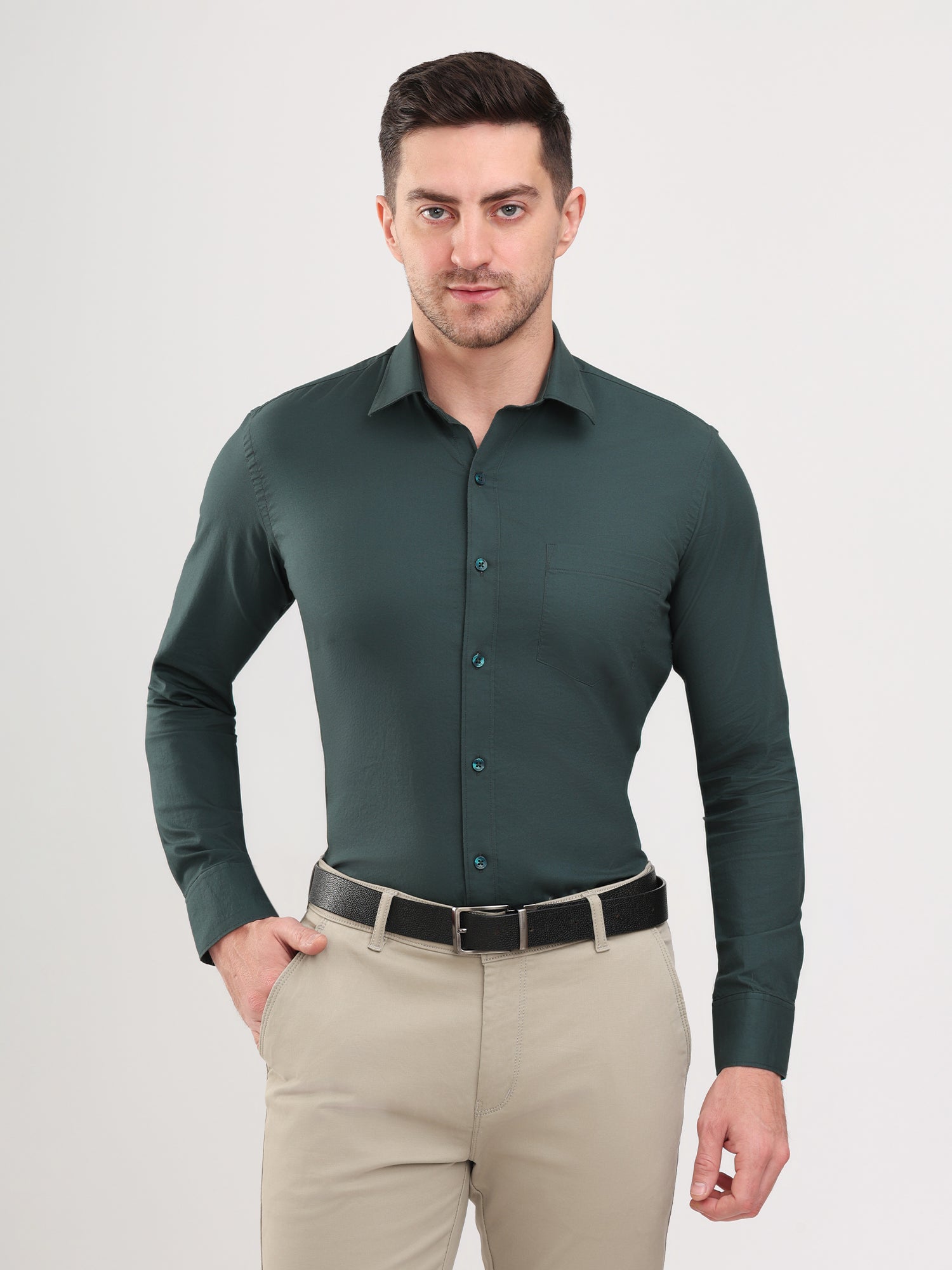 Men Green Casual Twill Shirt