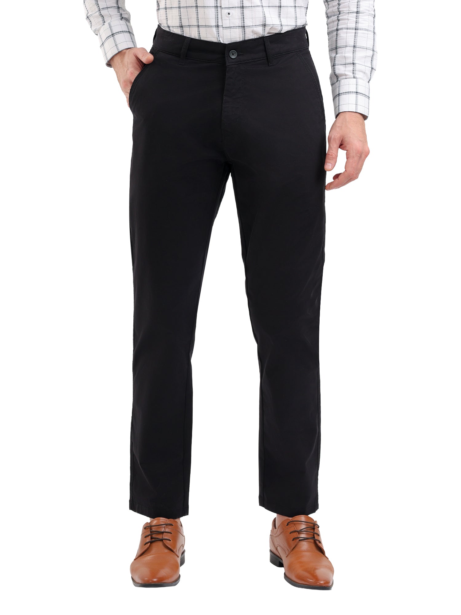 Men'S Slim Fit Cotton Blend Pant Black Color