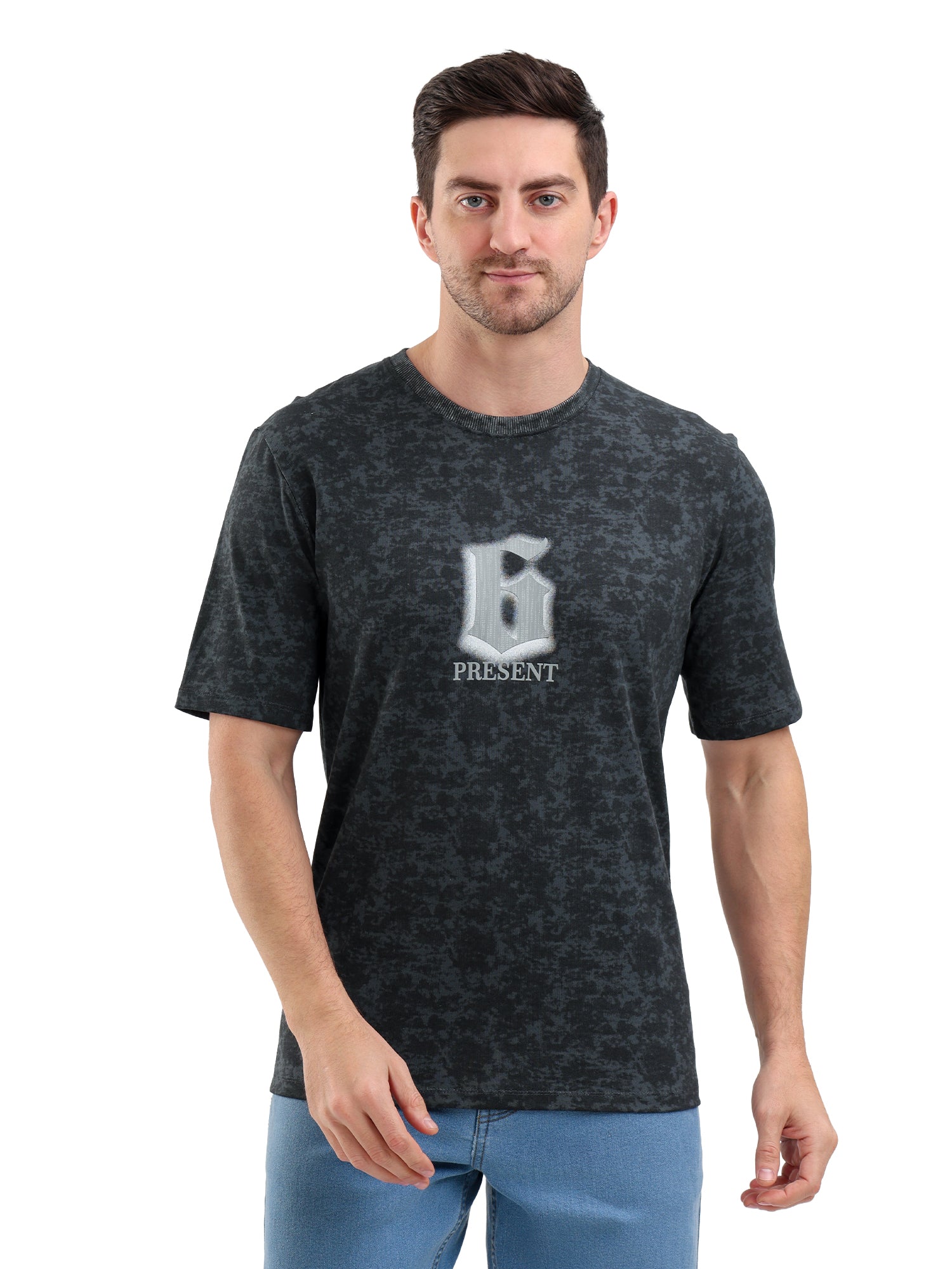Sparky Solid Slim Fit Cotton Formal T-Shirt Half Sleeve | Summer Plus Size Black Color