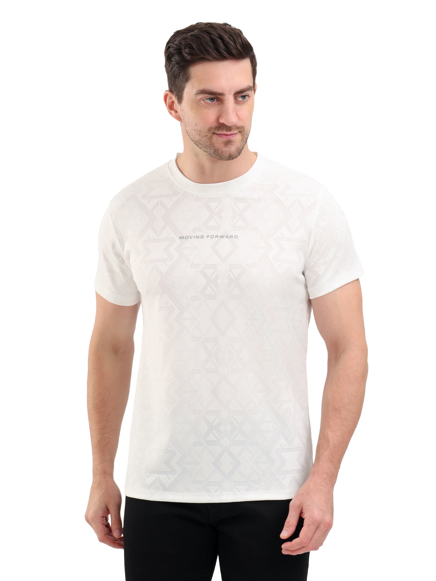 Sparky Solid Slim Fit Cotton Formal T-Shirt Half Sleeve | Summer Plus Size White Color