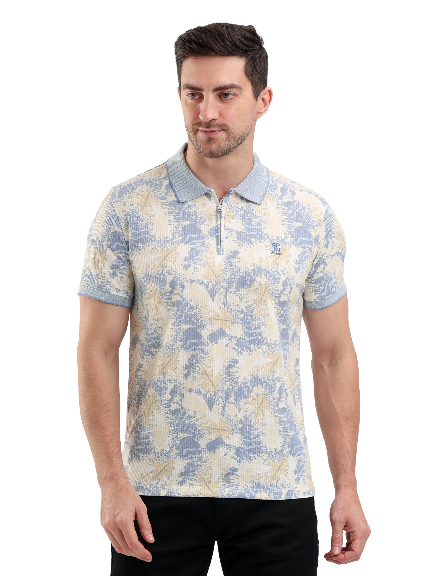 Sparky Solid Slim Fit Cotton Formal Polo Tshirt Half Sleeve | Summer Plus Size Sky Blue Color