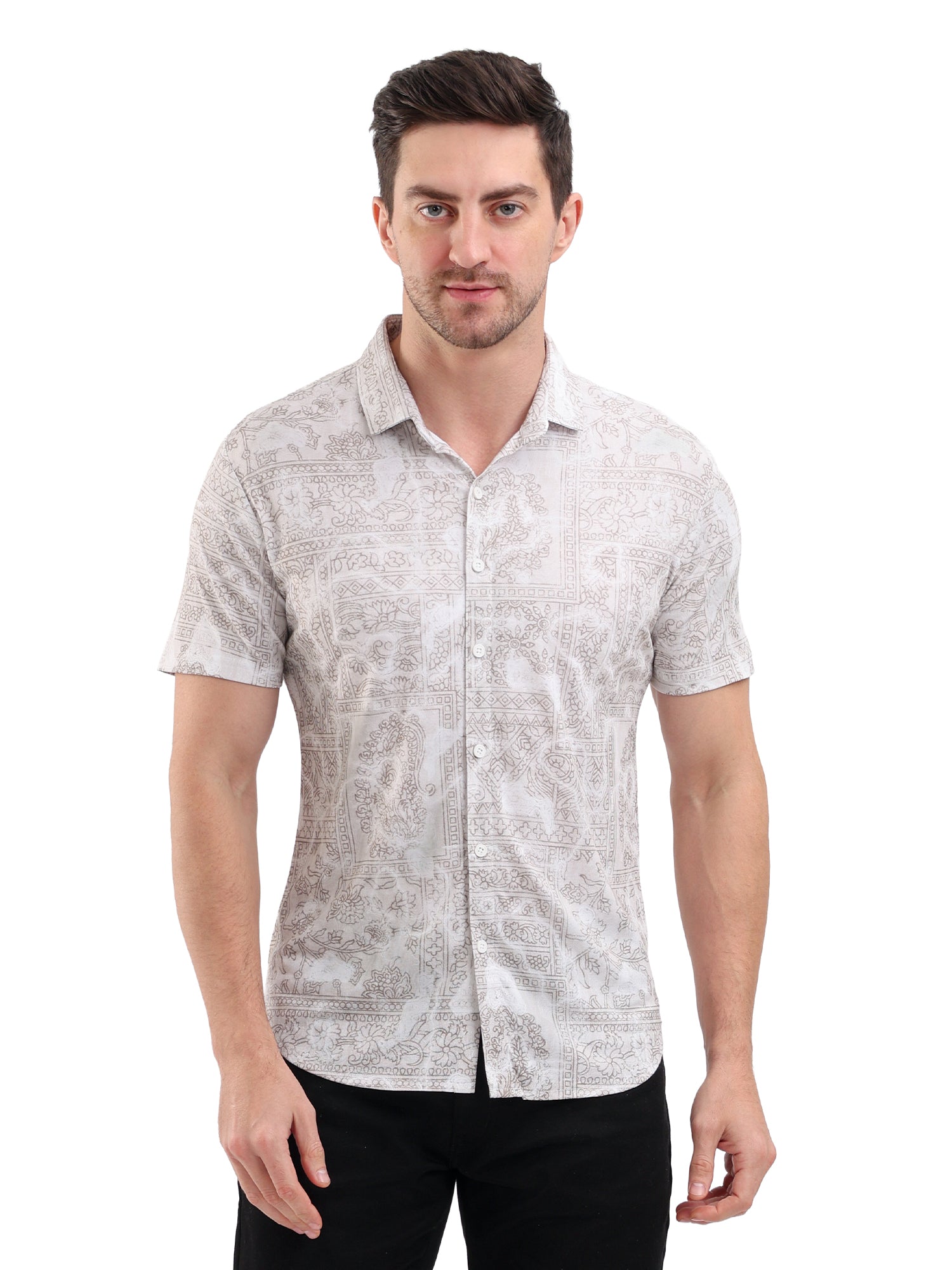 Sparky Solid Slim Fit Cotton Casual Shirt Half Sleeve | Summer Plus Size White Color