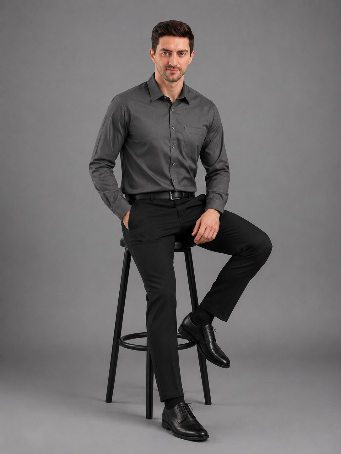Men Full Sleeve's | Formal Cotton Shirt | Regular Fit | Black Color