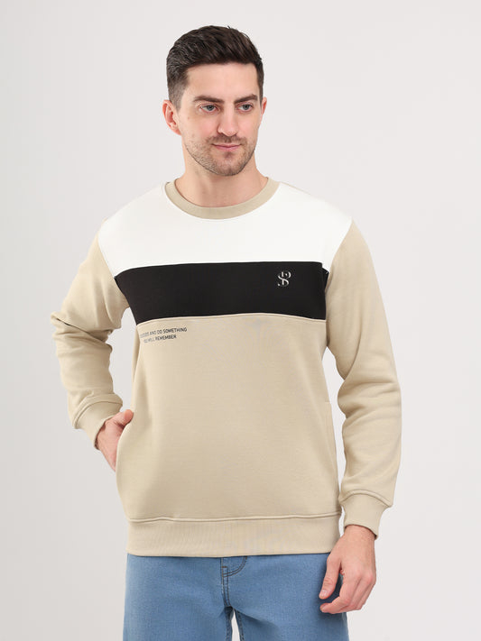 Men's Fawn Solid Full Sleeves Sweatshirt