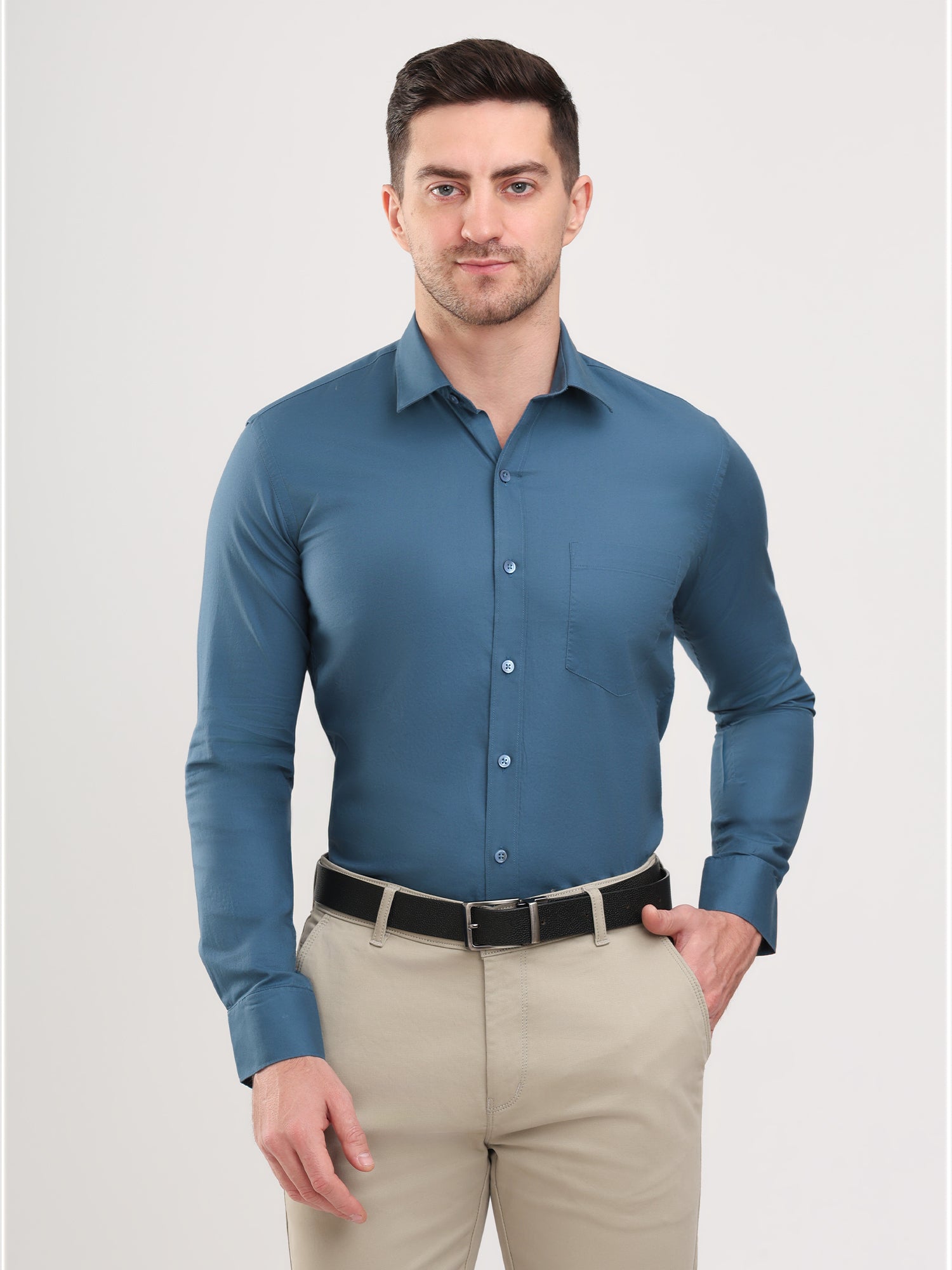 Men Blue Casual Twill Shirt