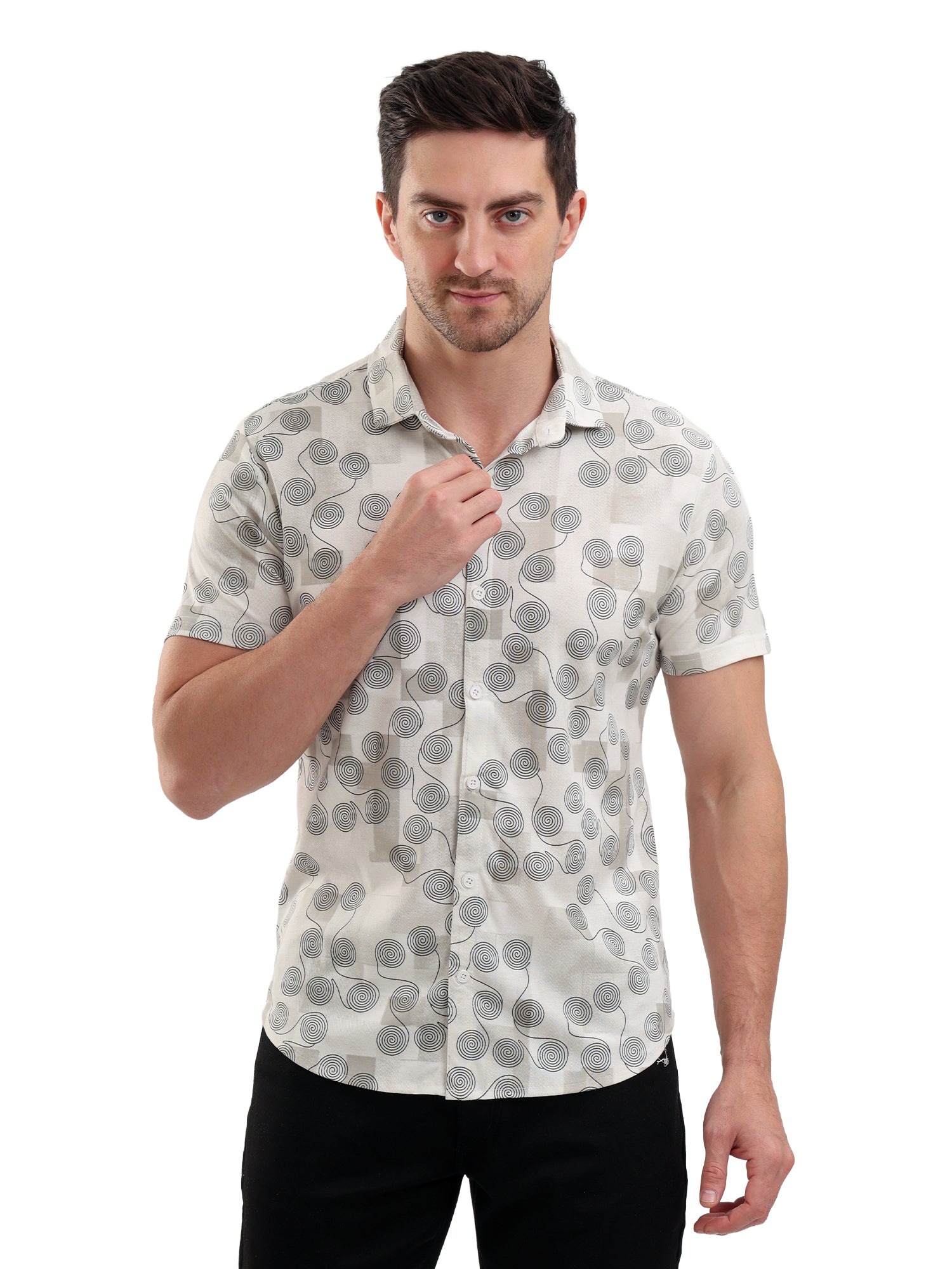 Sparky Solid Slim Fit Cotton Casual Shirt Half Sleeve | Summer Plus Size White Color