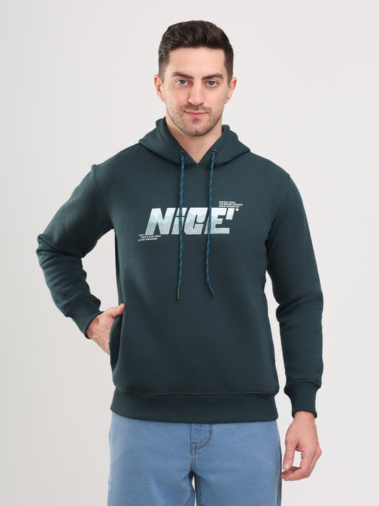 Men's Teal Green Solid Full Sleeves Sweatshirt