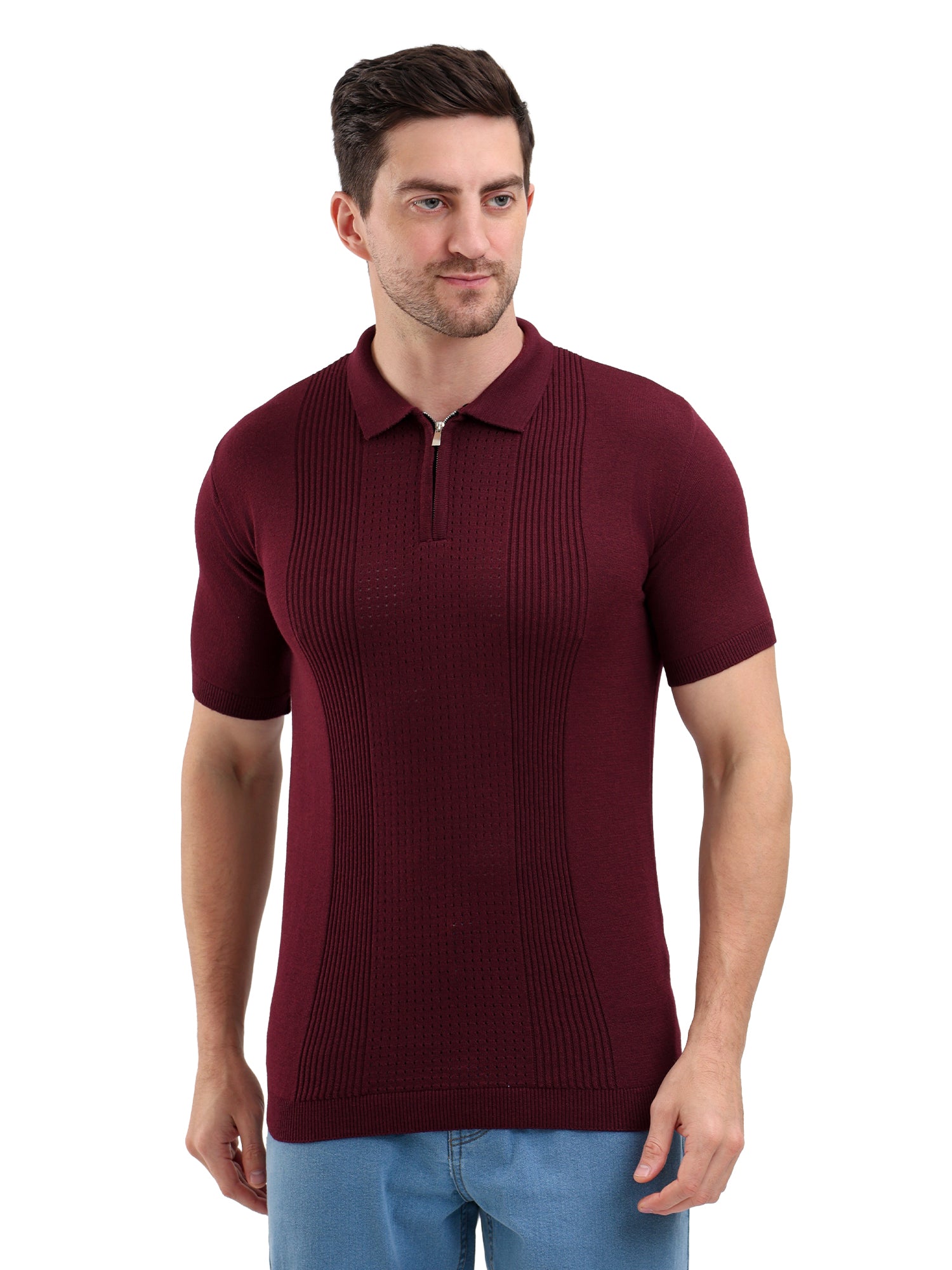 Sparky Solid Slim Fit Cotton Formal Polo Tshirt Half Sleeve | Summer Plus Size Burgundy Color