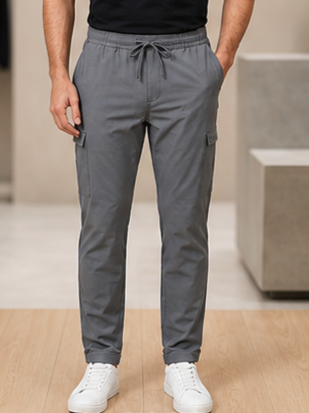 SPARKY Men Dark Grey Slim Fit Cargo Trousers | Stylish Casual Jogger Pants