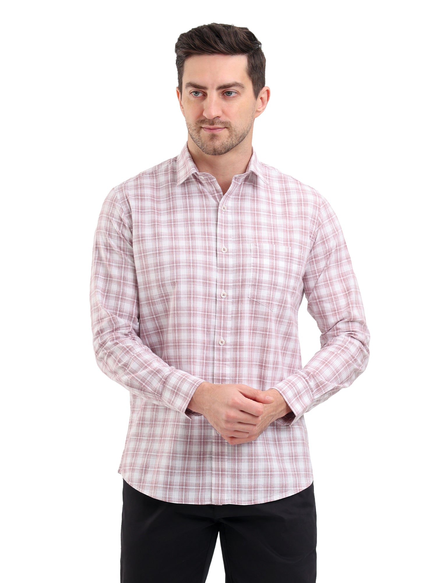 Sparky Solid Regular Fit Cotton Casual Shirt Full Sleeve | Summer Plus Size Brown Color