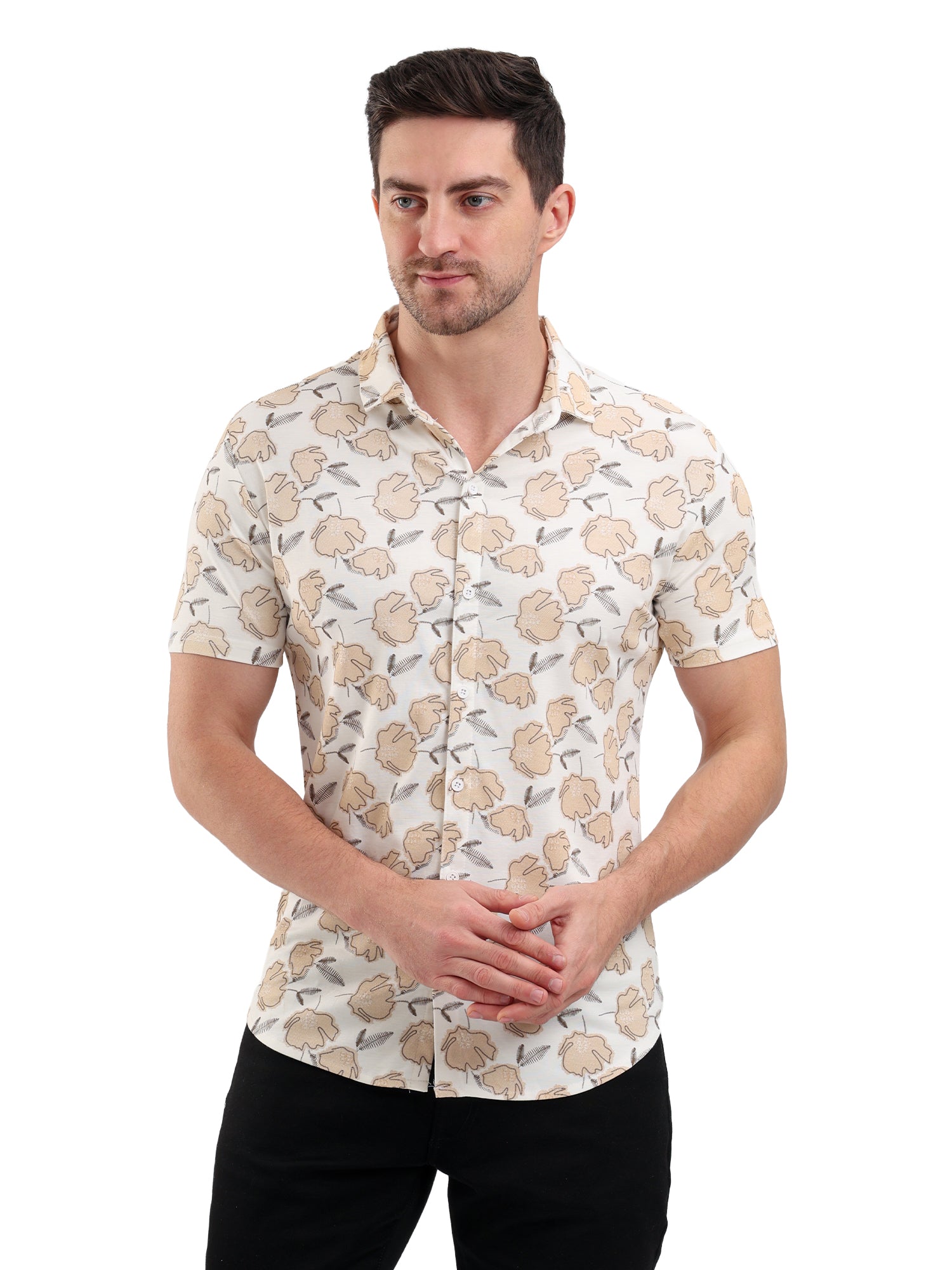 Sparky Solid Slim Fit Cotton Casual Shirt Half Sleeve | Summer Plus Size White Color