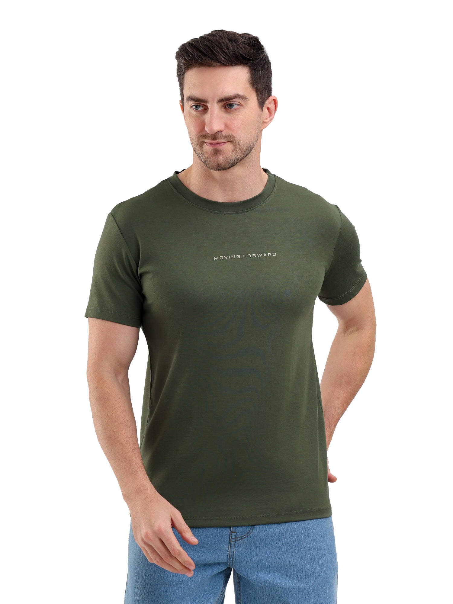 Sparky Solid Slim Fit Cotton Formal T-Shirt Half Sleeve | Summer Plus Size Green Color