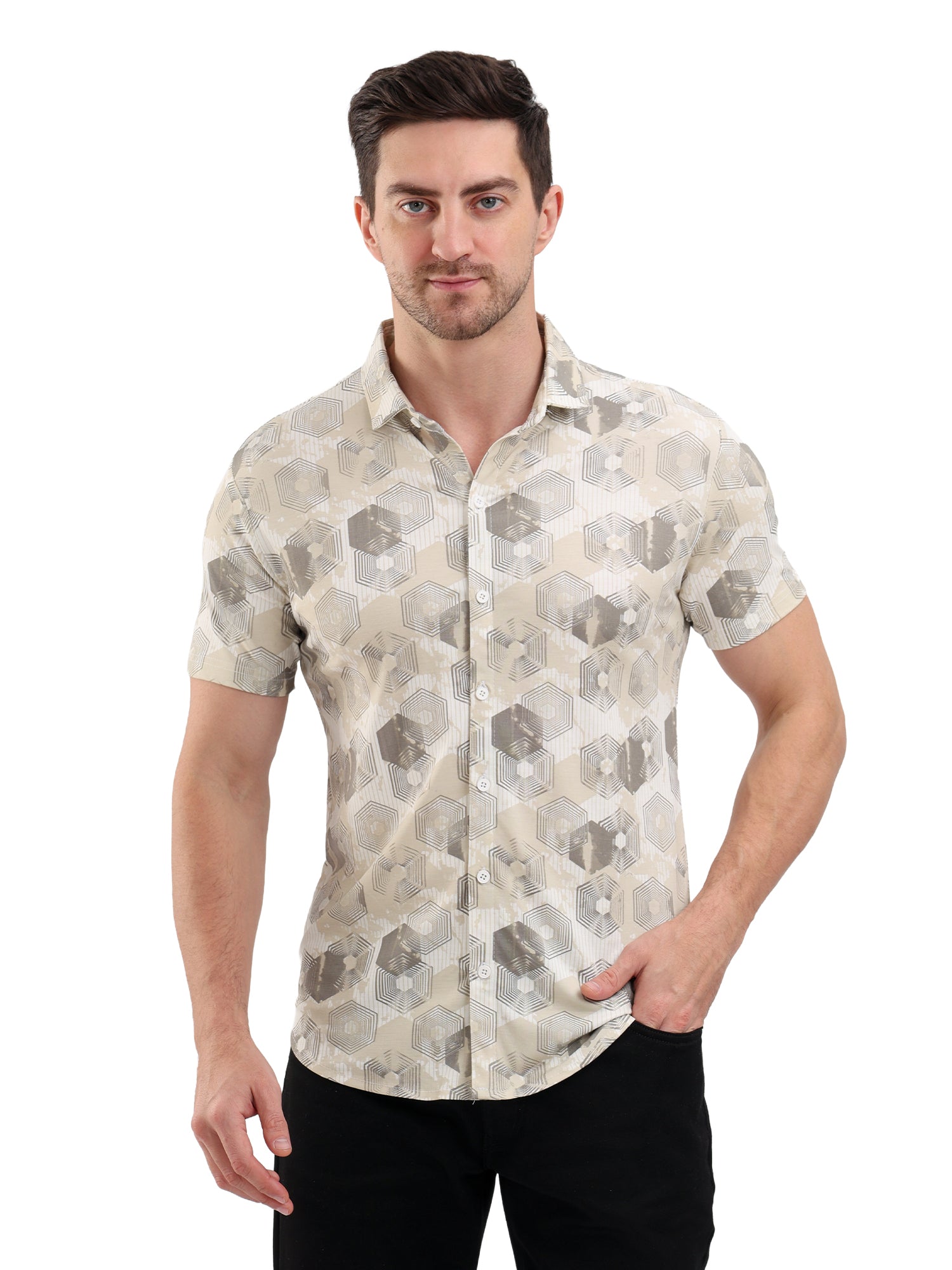 Sparky Solid Slim Fit Cotton Casual Shirt Half Sleeve | Summer Plus Size White Color