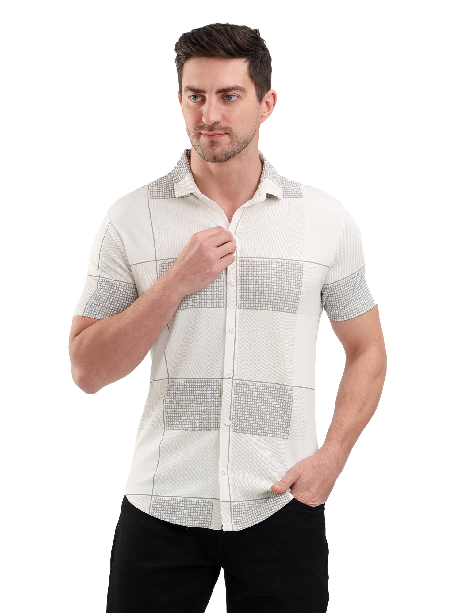 Sparky Solid Slim Fit Cotton Casual Shirt Half Sleeve | Summer Plus Size White Color